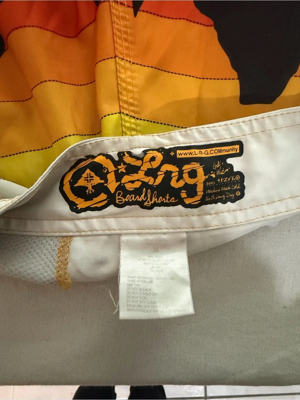 Lrg Men's Black Board Shorts with Sunset Mountain Graphic